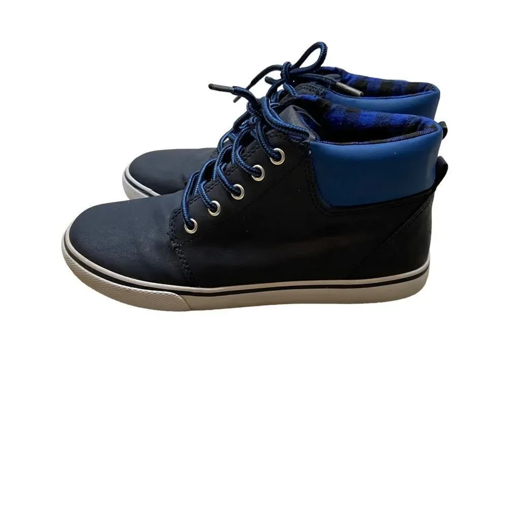 The Children Place Boys Navy Blue Faux Leather‎ Lace Up Sneaker Boots Size 4